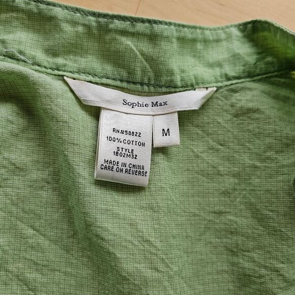 SOPHIE MAX 100% Cotton Eyelet Tunic Light Green Long Sleeve Flowy Lagenlook - Picture 6 of 11